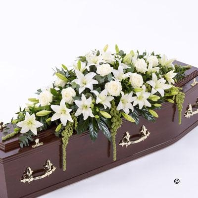 Lily and Rose Casket Spray   White *