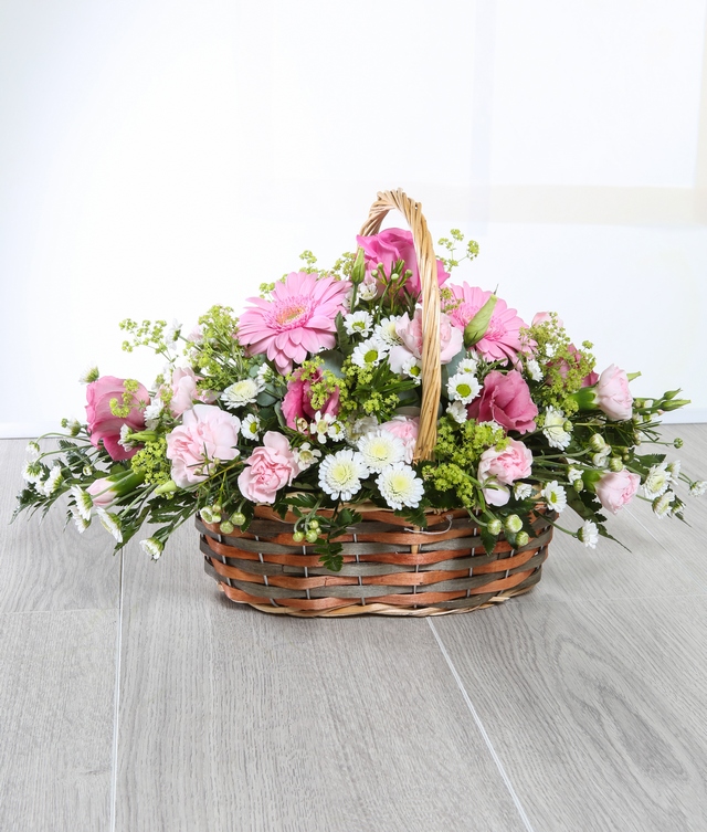 Pink and White Basket