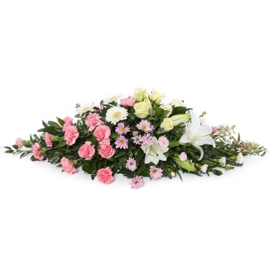 Pink and White Grouped Casket Spray